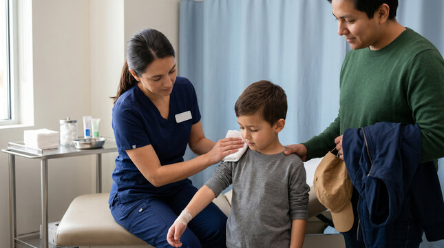 Pediatric Care Scene For Caterpillar Hair Irritation In Hospital