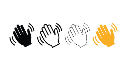 Fototapeta premium Set of four flat waving hand icons with motion lines
