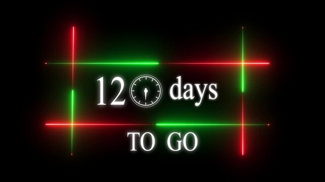 Neon 12 days to go animation. Neon counting number animation 12 days to go. on a black background. and creating a stunning 4k video.