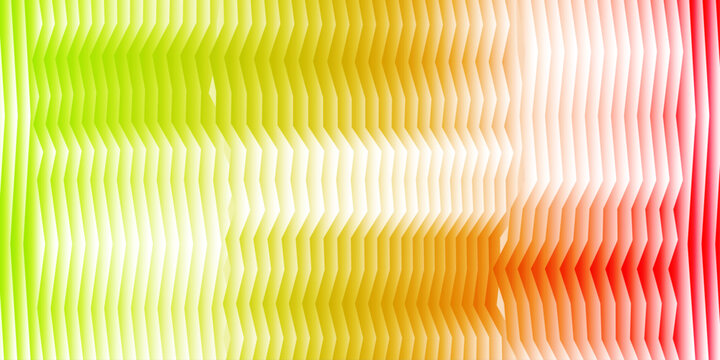 Light green and orange wavy stripes background with 3D gradient, abstract vertical zigzag line pattern with soft light and shadow