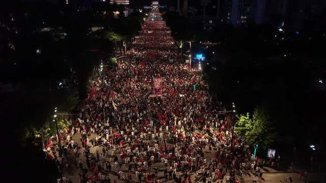 Thousands Continue Tirana Protest After Nightfall, 20 June 2026