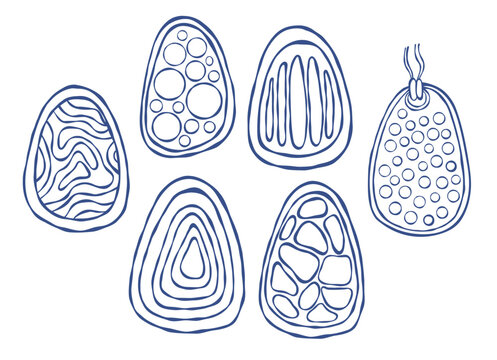 Sensory Worry Stone Tactile Pad Set. Pocket Palm Fidget Toy for Anxiety Relief. Blue Line Hand Drawn. Massaging Texture Block for Kids, Adults Attention Focus, ADHD Autism Isolated Vector Illustration