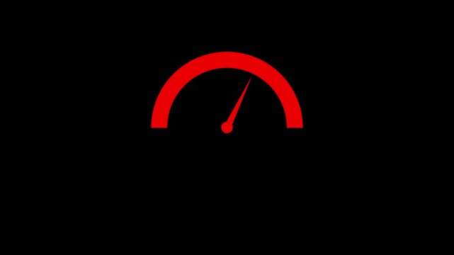 Simple speedometer gauge motion on black background abstract.