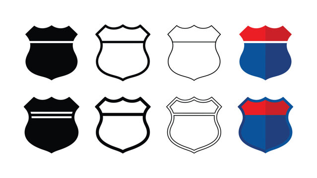 Set of highway road shield signs in various vector styles