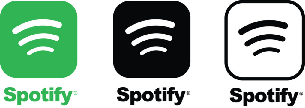 Spotify Logo Icon Set with Music Streaming Brand Variations