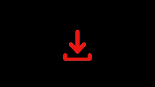 Download icon set. Download loop animation arrow moving on black background.,