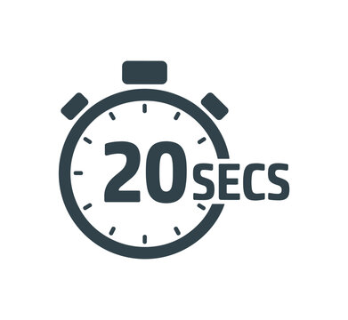 Stopwatch Timer 20 Seconds: A clear icon of a stopwatch displaying 20 seconds. time limit, countdown clock, seconds counter.