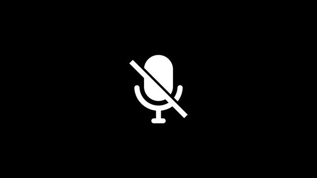 Microphone muted icon animated on black background