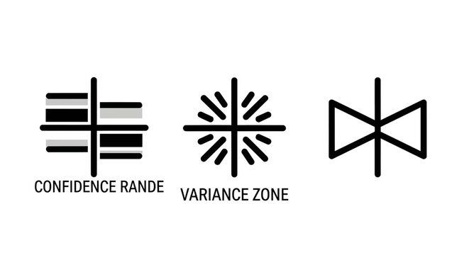 Data science statistics and variance analysis icons with statistics variance confidence analysis mathematics measurement deviation probability research methodology infographic academic