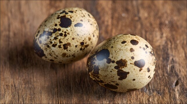 quail eggs on wooden background