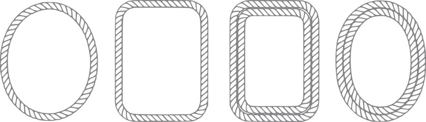 Collection of rope frames circle, rounded square, double square, and double circle © simplevector