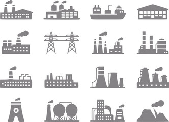 Fototapeta premium Collection of industrial factory and power plant