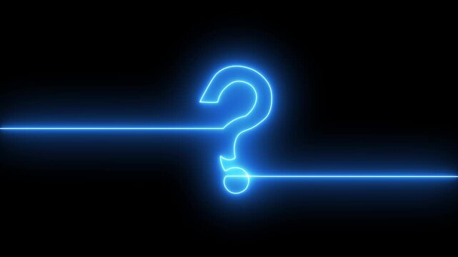 Neon question mark glowing sign light Question icon isolated ask,  glow, help icon isolated light, line mark neon  query icon 4k video.