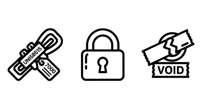 Security asset protection and void seal icons security protection business identification illustration confidential restricted management protocol verification software infrastructure