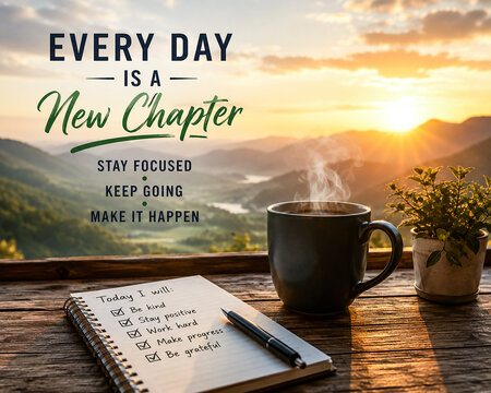Inspirational Open Book with Message About New Beginnings