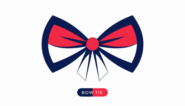 Very beautiful close-up realistic vector of a stylish BOW TIE featuring crisp fabric texture, elegant symmetry, fashionable colors, and refined formal styling, isolated on white background, with a col