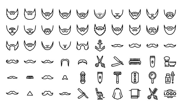 Beard Icons Monochrome Barber Vector Set