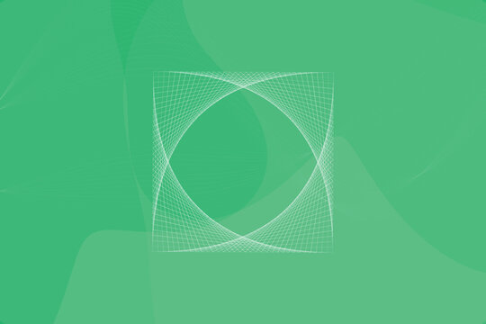 Geometric twisted wireframe cube in neon green gradient background, geometry