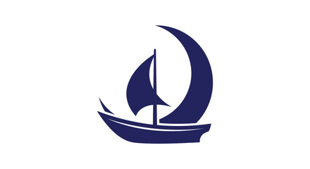 Fototapeta premium Sailboat Silhouette Against A White Background Nautical Emblem Design