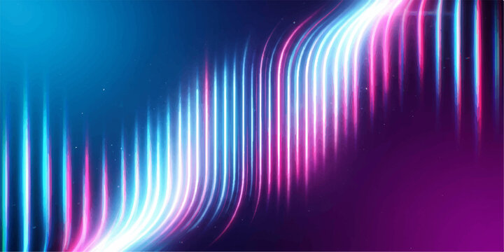 Abstract flowing wave of vertical blue and pink neon light streaks with abstract vertical background technology wallpaper futuristic illuminated communication spectrum gradient synthwave