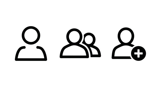 People icons: single user group add new user community connection individual collection business application interface minimalist illustration background management collaboration