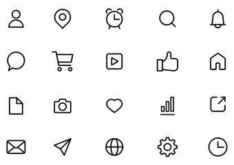 ソーシャルネットワーク・SNSアイコンのイラストセット © clarity_biz_lab