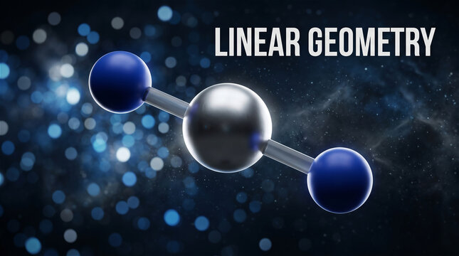 Linear VSEPR Molecular Geometry 180 Degree Bond Angle 3D Chemistry Illustration