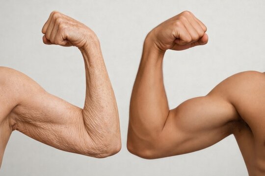 Contrasting arms showing age difference.