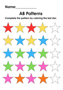 preschool worksheet pattern - AB Pattern - printable pattern worksheets for preschool and kindergarten students that help develop pattern recognition, sequencing, and early math skills.