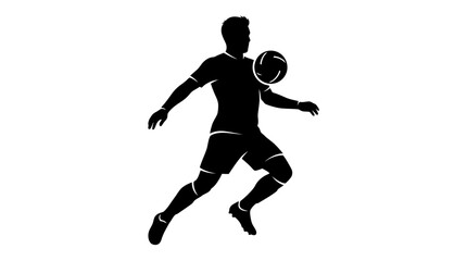Obraz premium Silhouette of a soccer player dribbling a ball, dynamic movement, white background