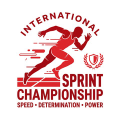 Obraz premium Winning Athlete In International Sprint Championship Logo Design Dynamic Speed Power