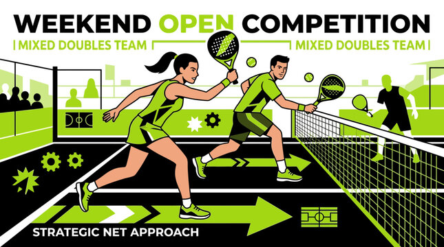 Weekend Open Padle Tennis Competition Mixed Doubles Team Strategic Play 66
