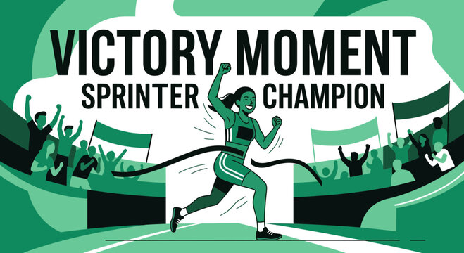 Victory Moment Sprinter Champion Celebrating The Win With Cheers