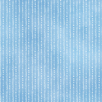 Blue watercolor wavy striped background with dots