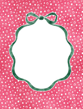 Green bow frame on a pink background.