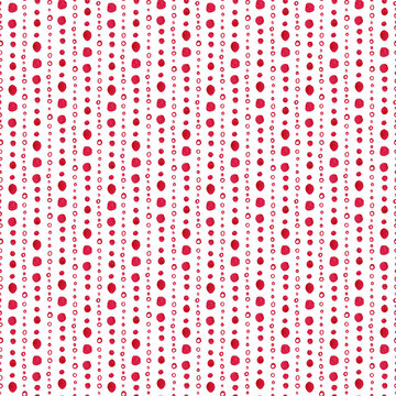 Hand-drawn red stripes with dots and circles pattern.