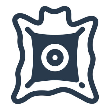 Flat animal hide icon with central target mark industrial production