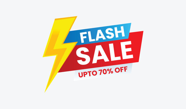 Vibrant flash sale banner with lightning bolt and colorful text on vector