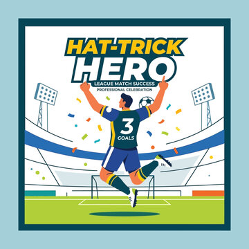 Triumphant Footballer Celebrates Hat-Trick Victory On Soccer Field