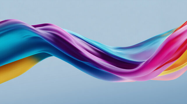 Abstract 3D multi-colored fluid wave background. Smooth colorful gradient paint brush stroke flow. Elegant dynamic design element for banner, poster, wallpaper, packaging.