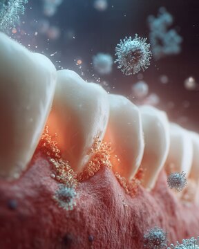 periodontal disease of the gums, teeth and bacteria around them