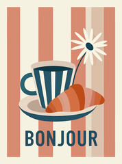 A charming illustration depicting a classic French breakfast scene. © Salvador