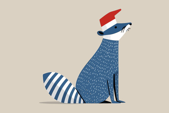 A whimsical illustration of a fennec fox wearing a Santa hat.
