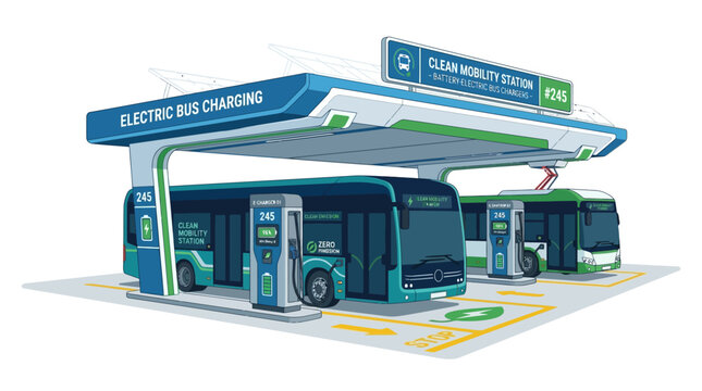 Electric Bus Charging Station: Clean Mobility, Sustainable Transport, Future City