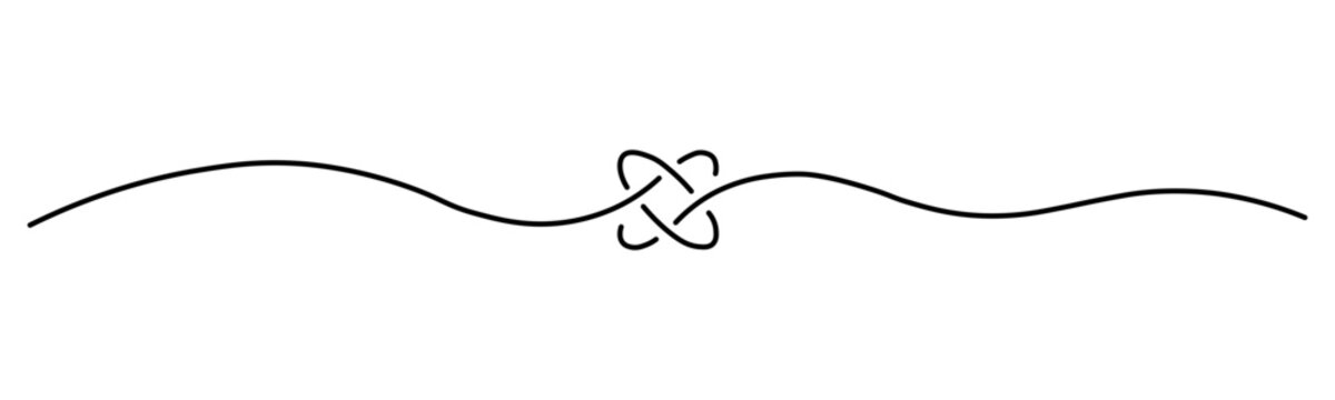 Elegant Minimalist Decorative Swirl Divider with Celtic Knot Center, Black Line Art Page Separator for Wedding Invitations and Stationery