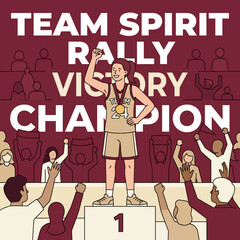 Obraz premium Team Spirit Victory Champion Celebration With Crowd And Medal