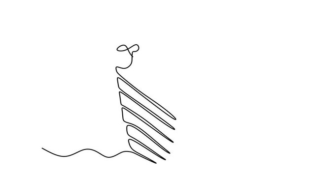 Animated self drawing of continuous line draw shawarma. Kebab with meat and vegetables. Fast food cafe and restaurant concept. Full length one line animation. 4K