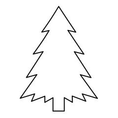Fototapeta premium Vector illustration of a pine tree silhouette line icon featuring an elegant triangular profile with horizontal branch lines, great for eco branding, park signage, and nature apps.