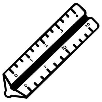 Vector illustration of a triangular geometry drafting ruler line icon depicting a set-square triangular ruler used in technical drawing and engineering drafting in a clean flat icon style.