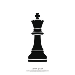 Fototapeta premium Black Chess King Piece on Transparent Background Symbol of Strategy Silhouette